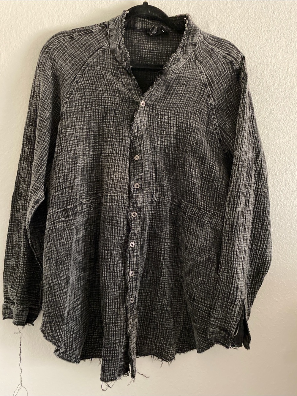 Heyson Top Shirt Cotton Gauze Gray Distressed Grunge Goth